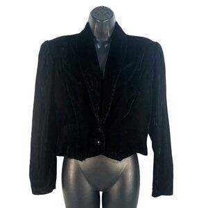 vintage 1970’s Gunne Sax by Jessica M Velvet Cropped Jacket sz 11 black
